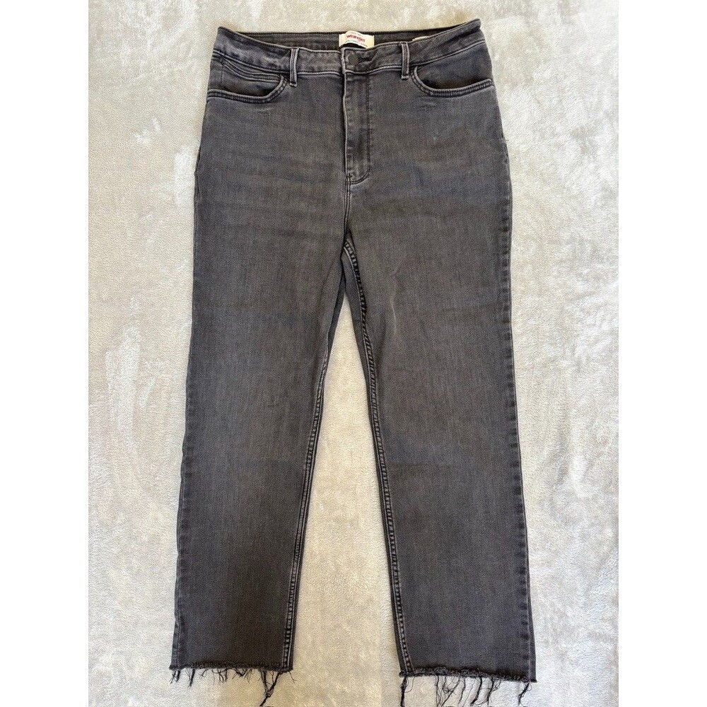 Wrangler Black High Rise True Straight Crop Jeans Womens 16 Stretch Denim